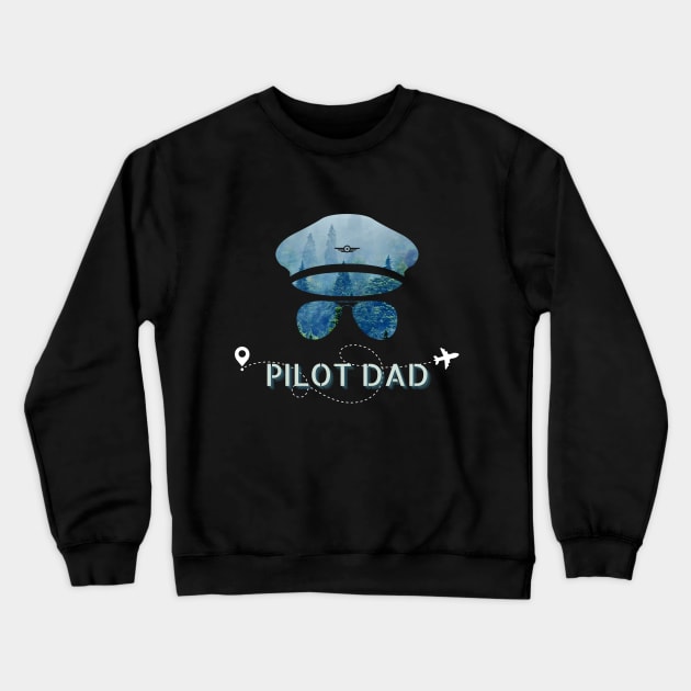 Pilot Dad Forest Crewneck Sweatshirt by Celestial Mystery
